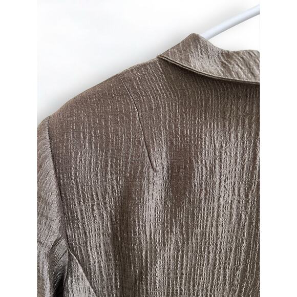 Eileen Fisher NWT Silk Metallic Gray Brown Textured Blazer Neutral size Small - Picture 9 of 15